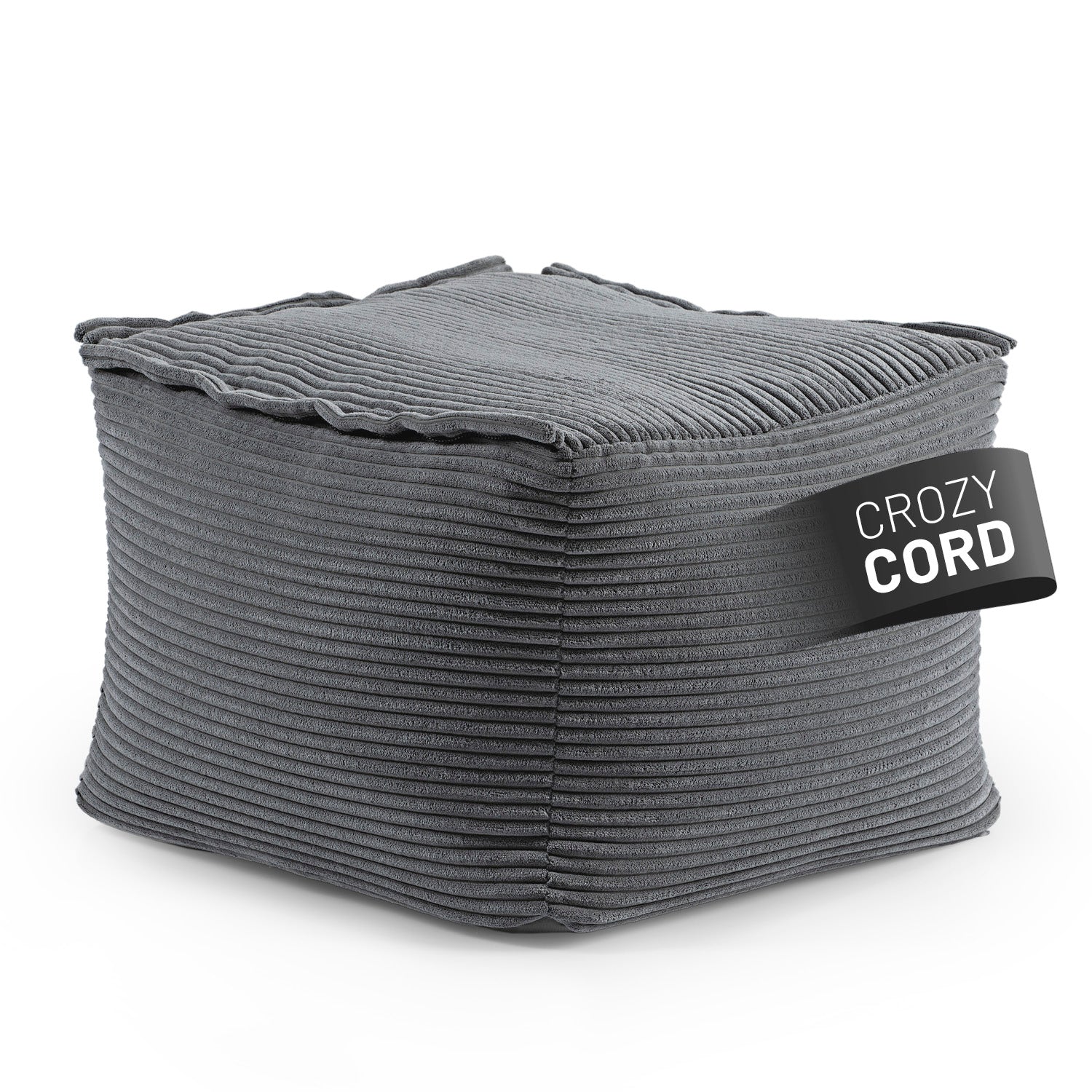 LUMALAND Hocker vom Modularen System aus der CORD-Reihe in Dunkelgrau vor weißem Hintergrund.