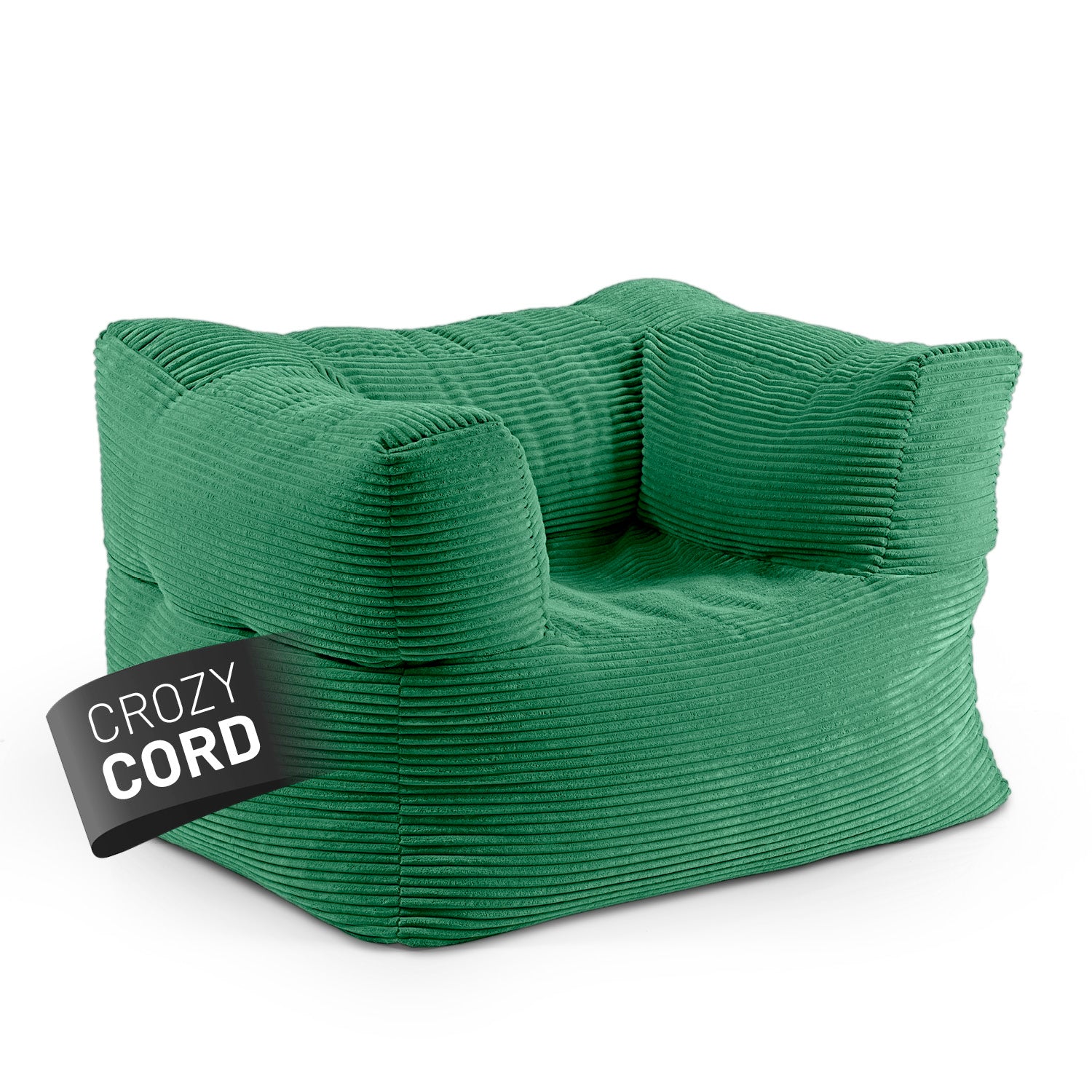 LUMALAND Sessel vom Modularen System aus der CORD-Reihe in Dunkelgrün vor weißem Hintergrund.