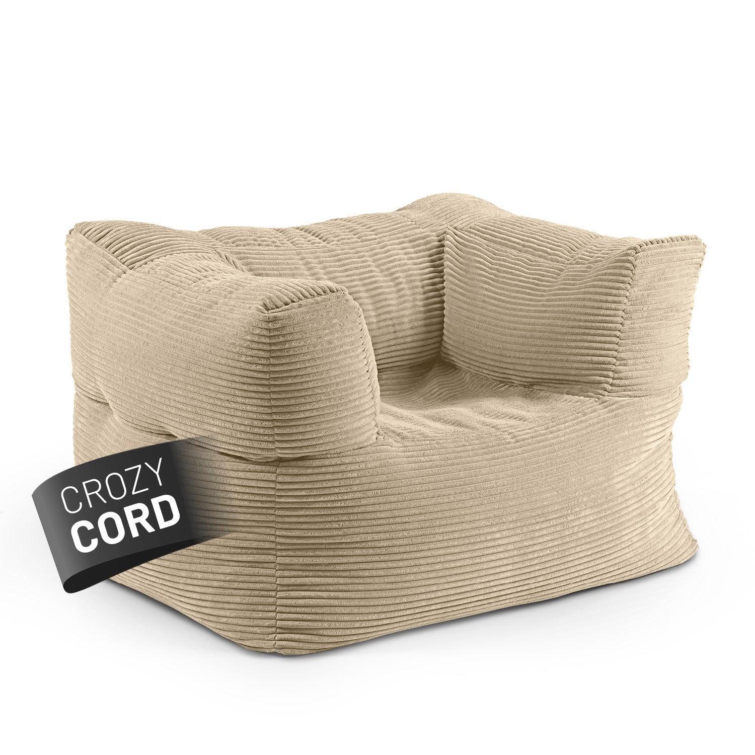 LUMALAND Sessel vom Modularen System aus der CORD-Reihe in Beige vor weißem Hintergrund.