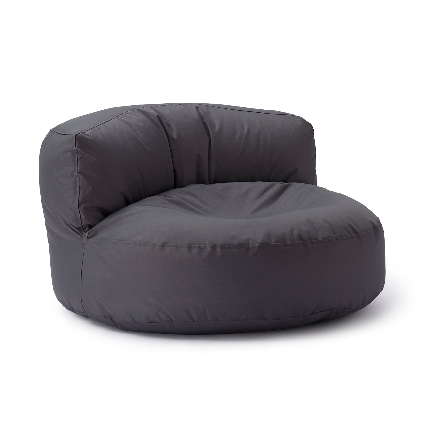 LUMALAND Sitzsack-Sofa/Sitzsack-Lounge in Anthrazit vor weißem Hintergrund.