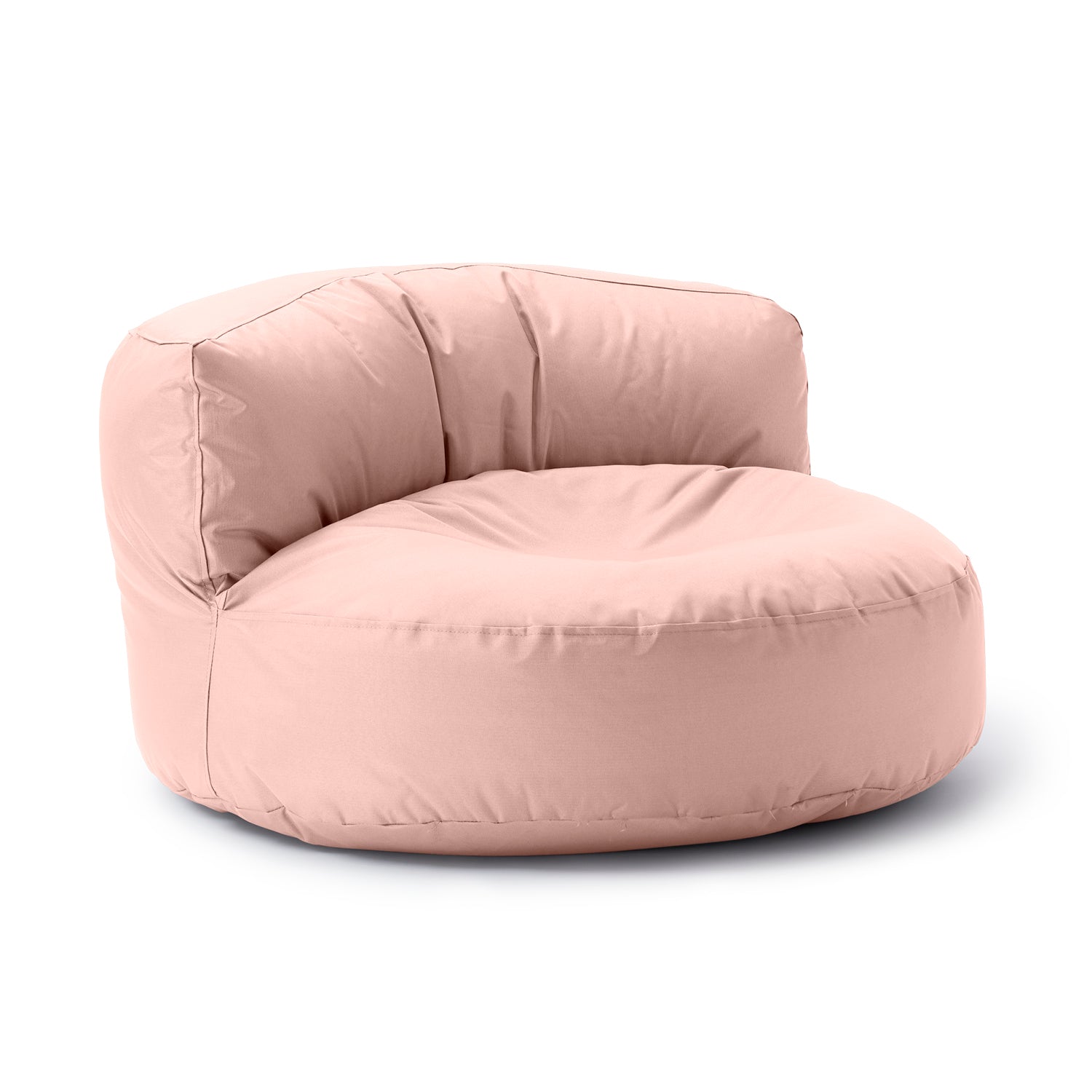 LUMALAND Sitzsack-Sofa/Sitzsack-Lounge in Pastell Pink vor weißem Hintergrund.