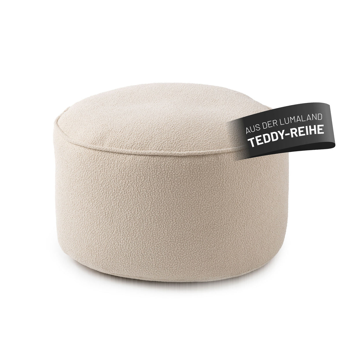 Der flauschige Teddy-Pouf ist Hocker, Schemel & Ablage in einem Möbel!