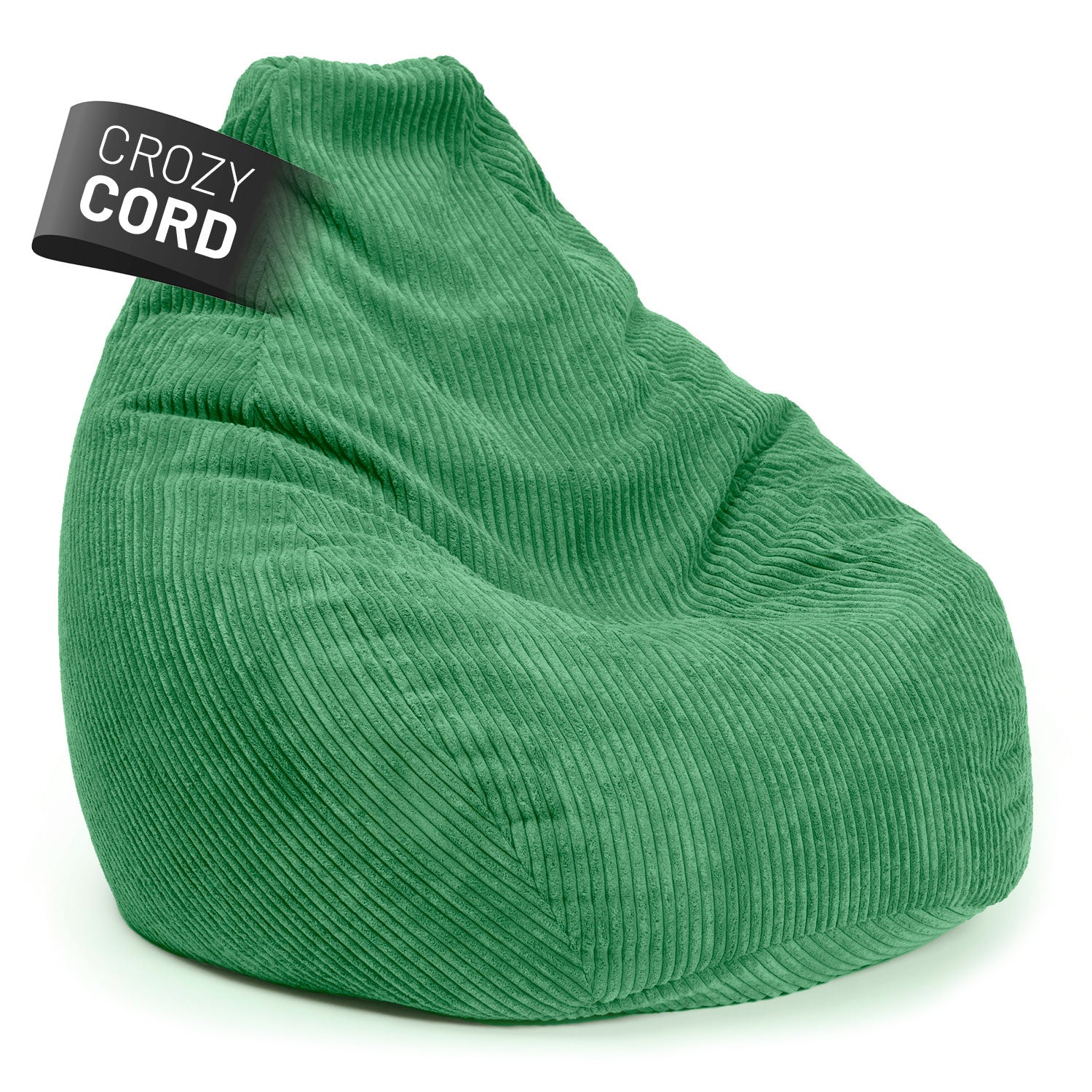 Dunkelgrüner GIANT Sitzsack aus der LUMALAND CORD-Reihe auf weißem Hintergrund.