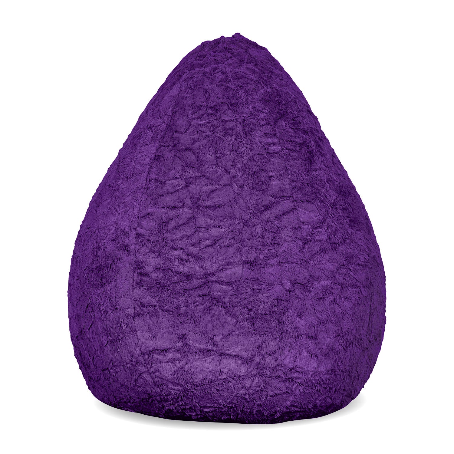 LUMALAND Fluffy Kinder-Sitzsack in Lila aus Webplüsch frontal vor weißem Hintergrund.