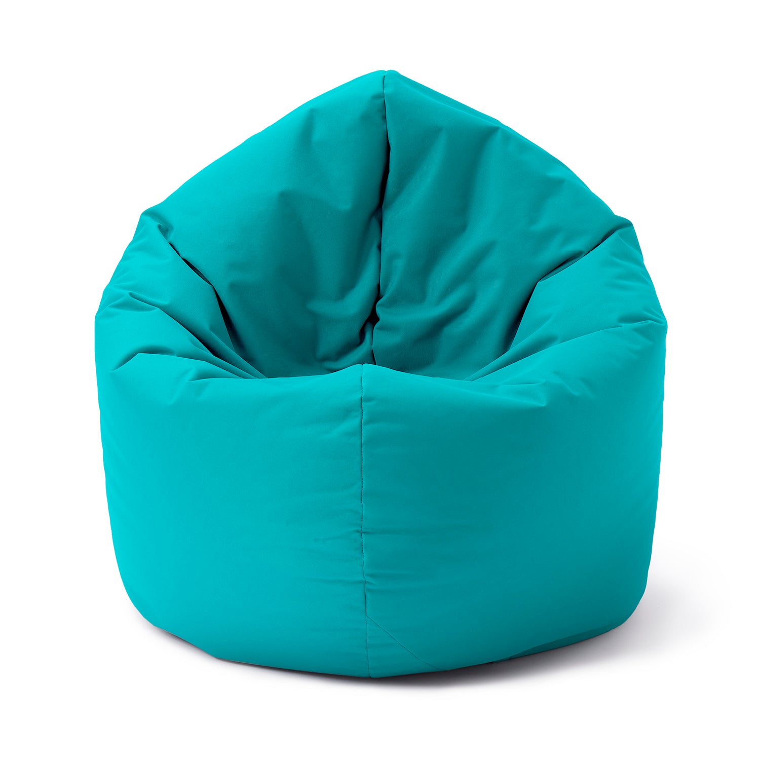 LUMALAND Runder Sitzsack 2-in-1 (Sitzsack oder Bodenkissen/Liegekissen) in Aquamarin vor weißem Hintergrund.