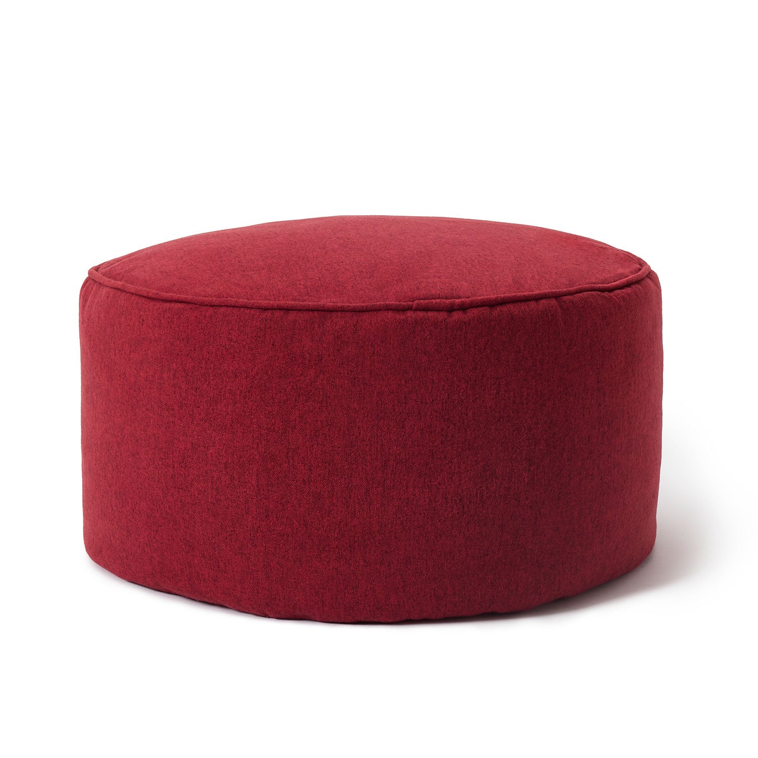 Sitzsack-Hocker Pouf Comfort Line in Rot vor weißem Hintergrund.