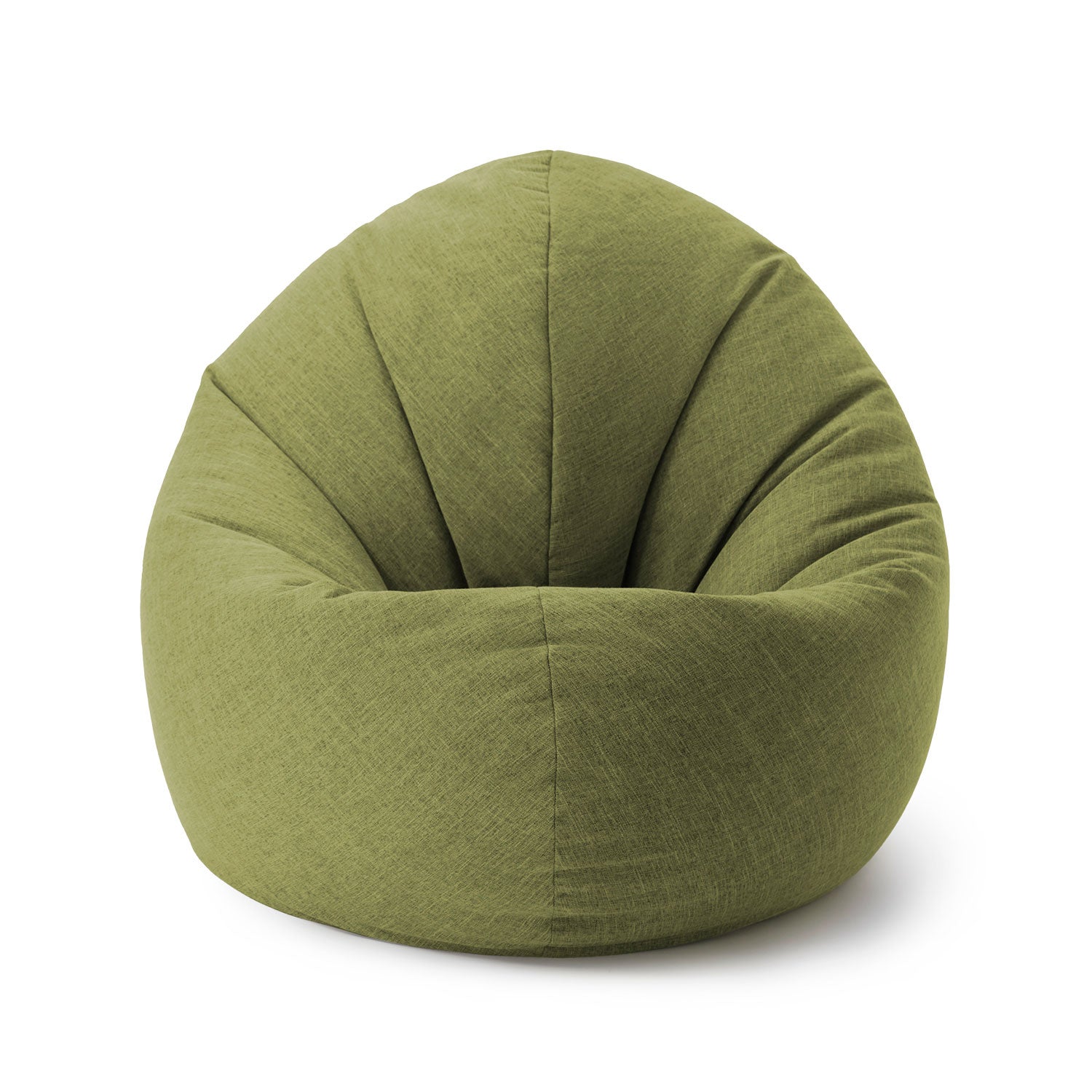 LUMALAND Sitzsack Rund 2 in 1 Interior line in Limegreen vor weißem Hintergrund.