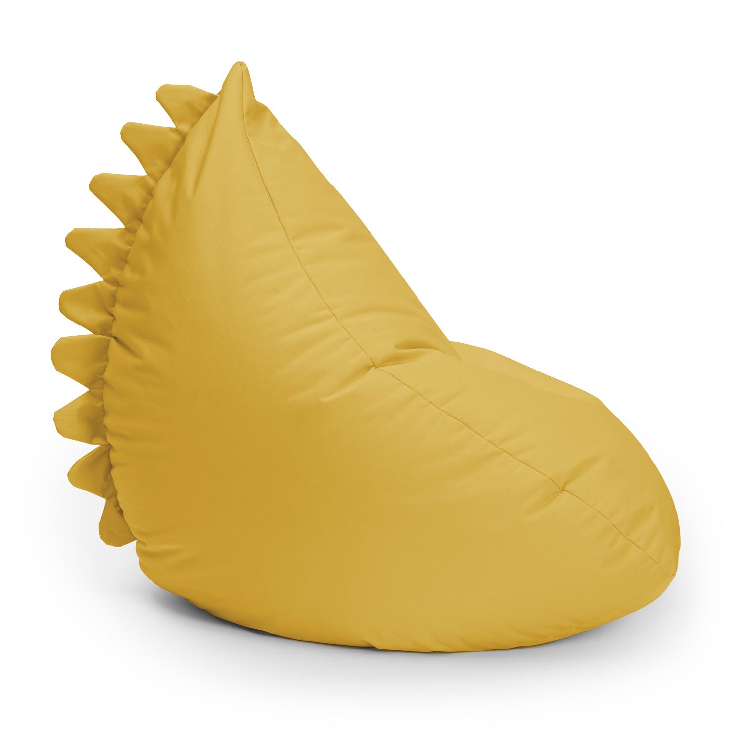 Senfgelber Kindersitzsack aus der LUMALAND Animal Line in der Form eines Monsters vor weißem Hintergrund.