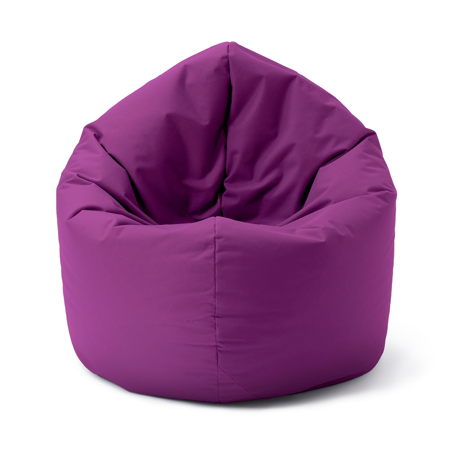 LUMALAND Runder Sitzsack 2-in-1 (Sitzsack oder Bodenkissen/Liegekissen) in Lila vor weißem Hintergrund.