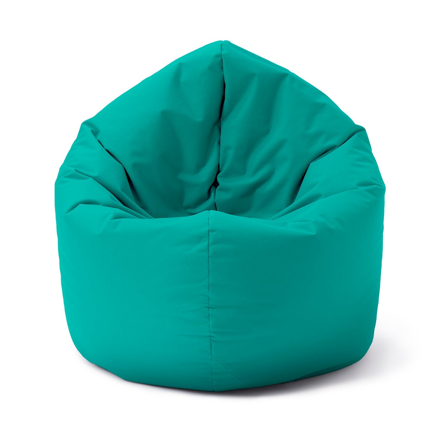 LUMALAND Runder Sitzsack 2-in-1 (Sitzsack oder Bodenkissen/Liegekissen) in Türkis vor weißem Hintergrund.