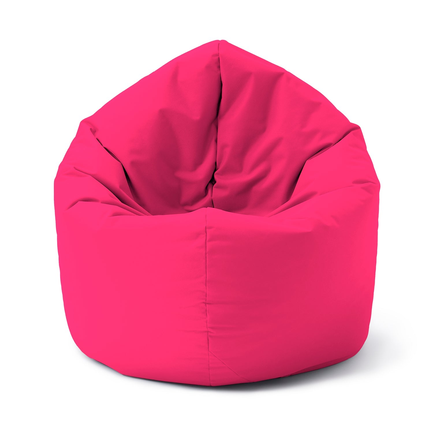 LUMALAND Runder Sitzsack 2-in-1 (Sitzsack oder Bodenkissen/Liegekissen) in Pink vor weißem Hintergrund.