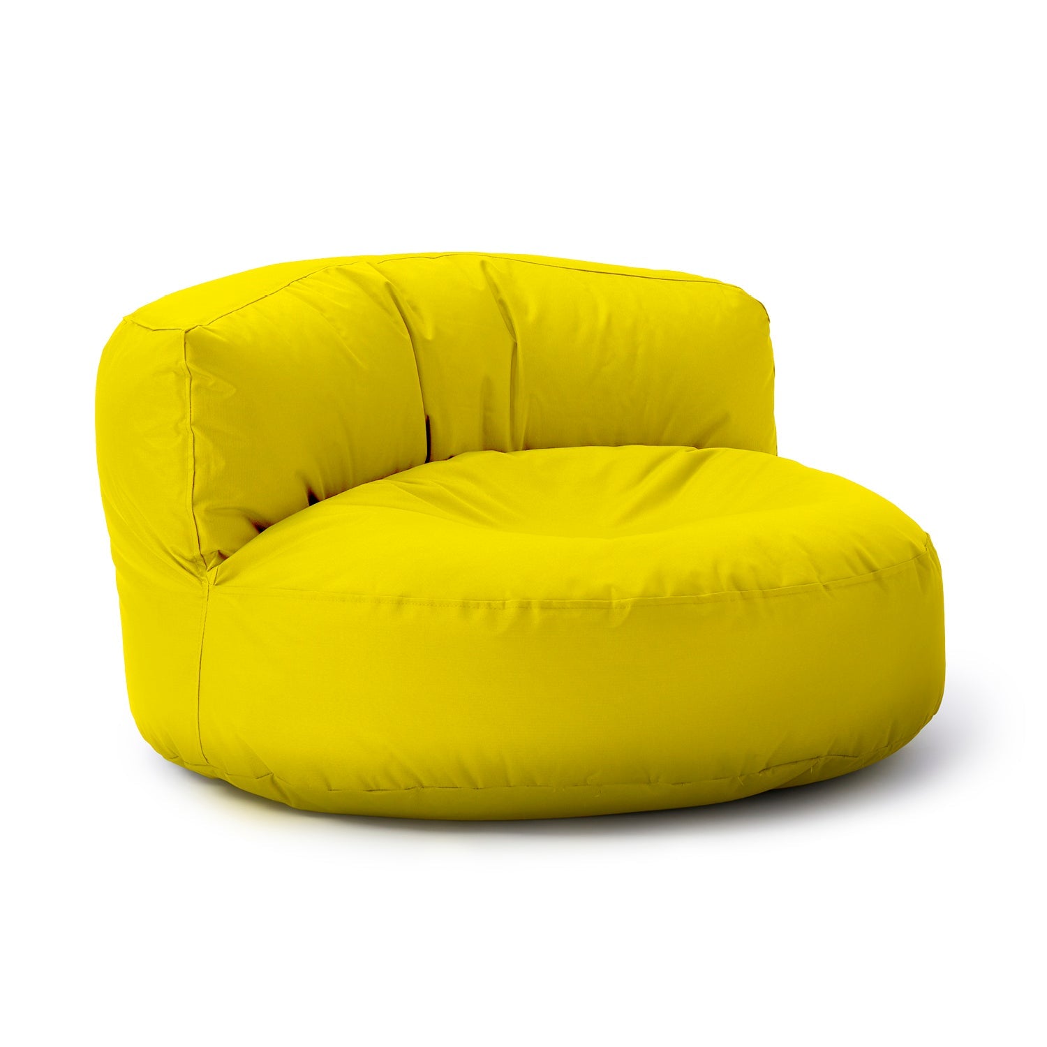 LUMALAND Sitzsack-Sofa/Sitzsack-Lounge in Gelb vor weißem Hintergrund.