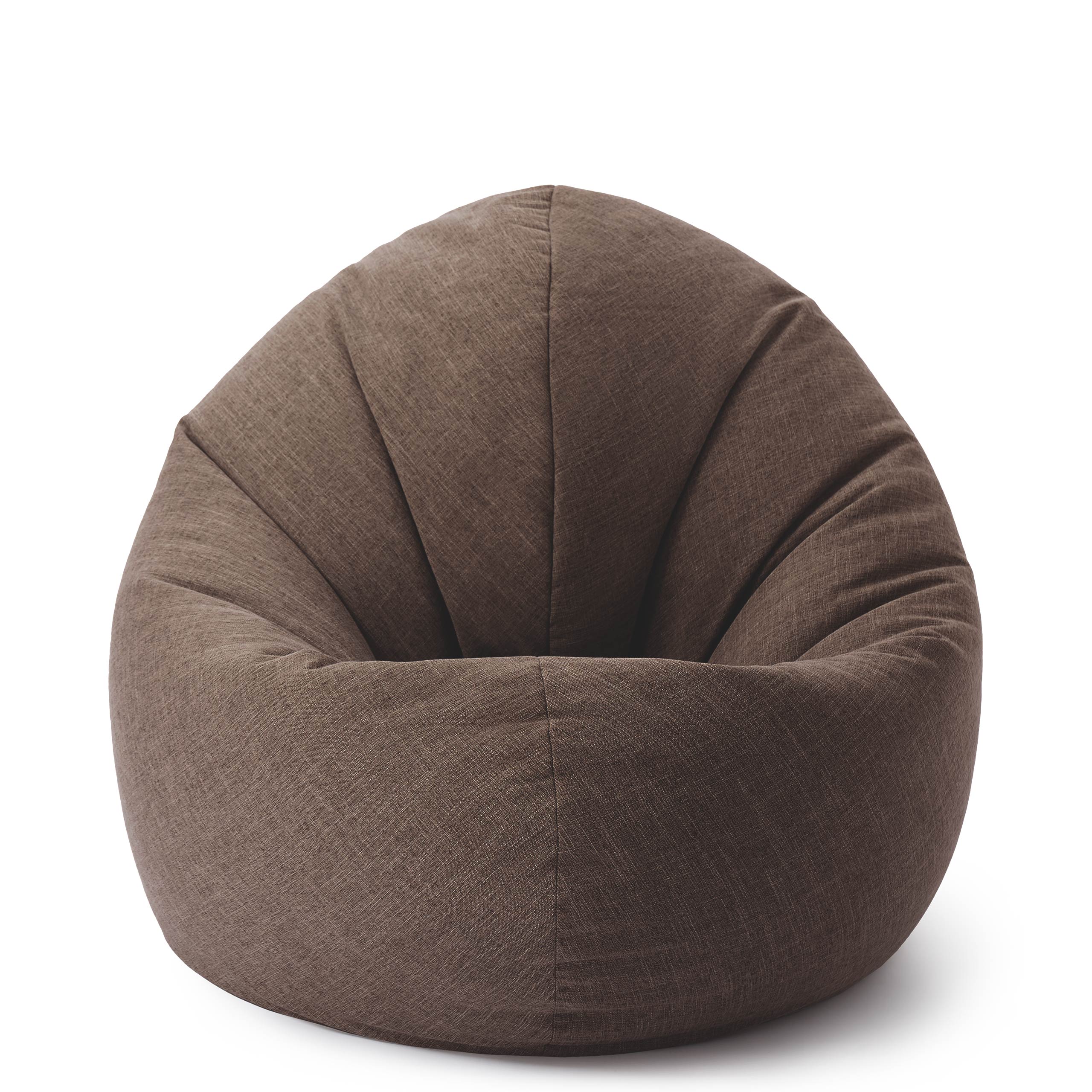 LUMALAND Sitzsack Rund 2 in 1 aus der Interior line in Braun vor weißem Hintergrund, frontal.
