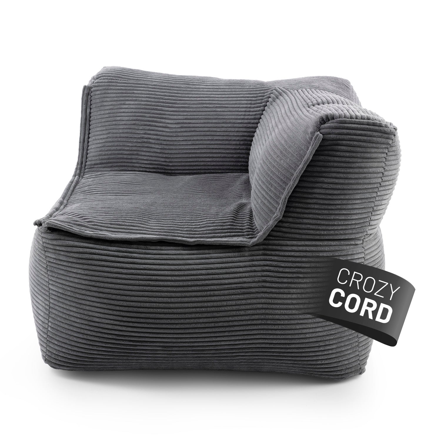 LUMALAND Ecke rechts vom Modularen System aus der CORD-Reihe in Grau vor weißem Hintergrund.