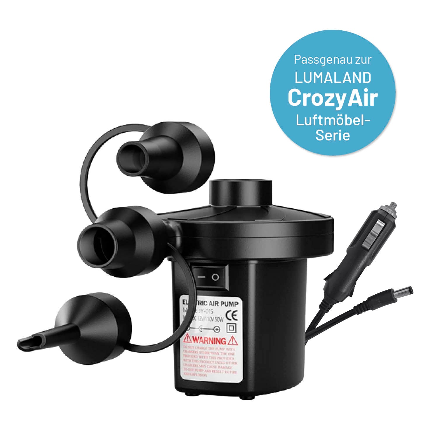 CrozyAir Luftpumpe 2GO 400 l/min - 5000 pa & 0,7 psi