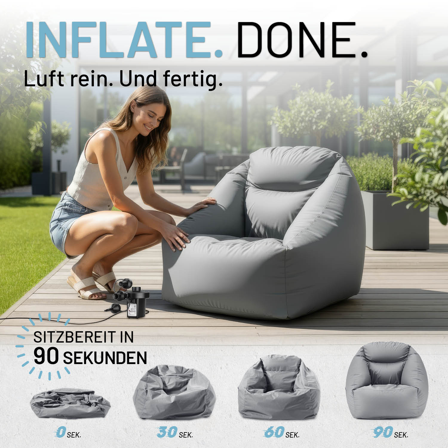 CrozyAir Luftpumpe 2GO 400 l/min - 5000 pa & 0,7 psi