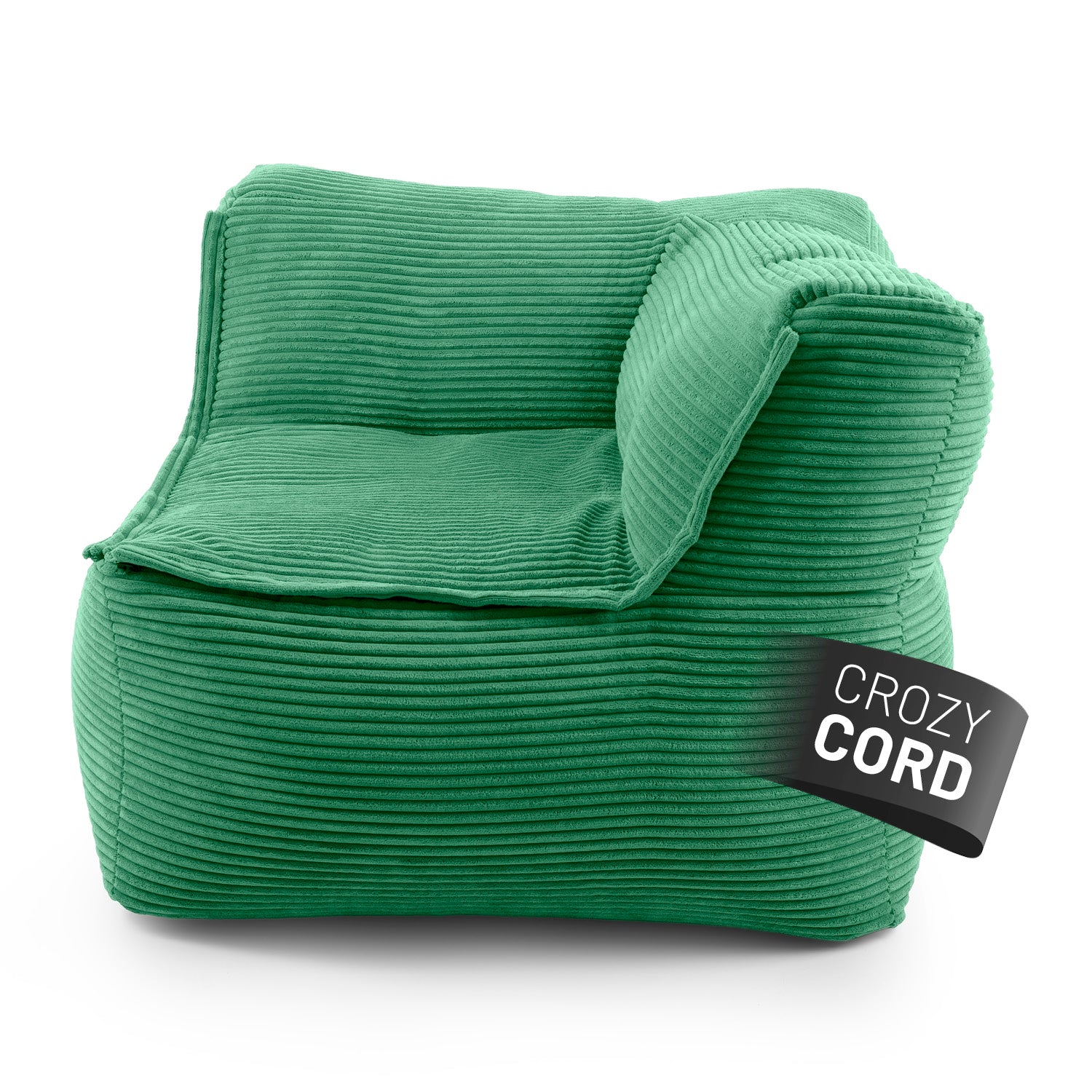 LUMALAND Ecke rechts vom Modularen System aus der CORD-Reihe in Dunkelgrün vor weißem Hintergrund.