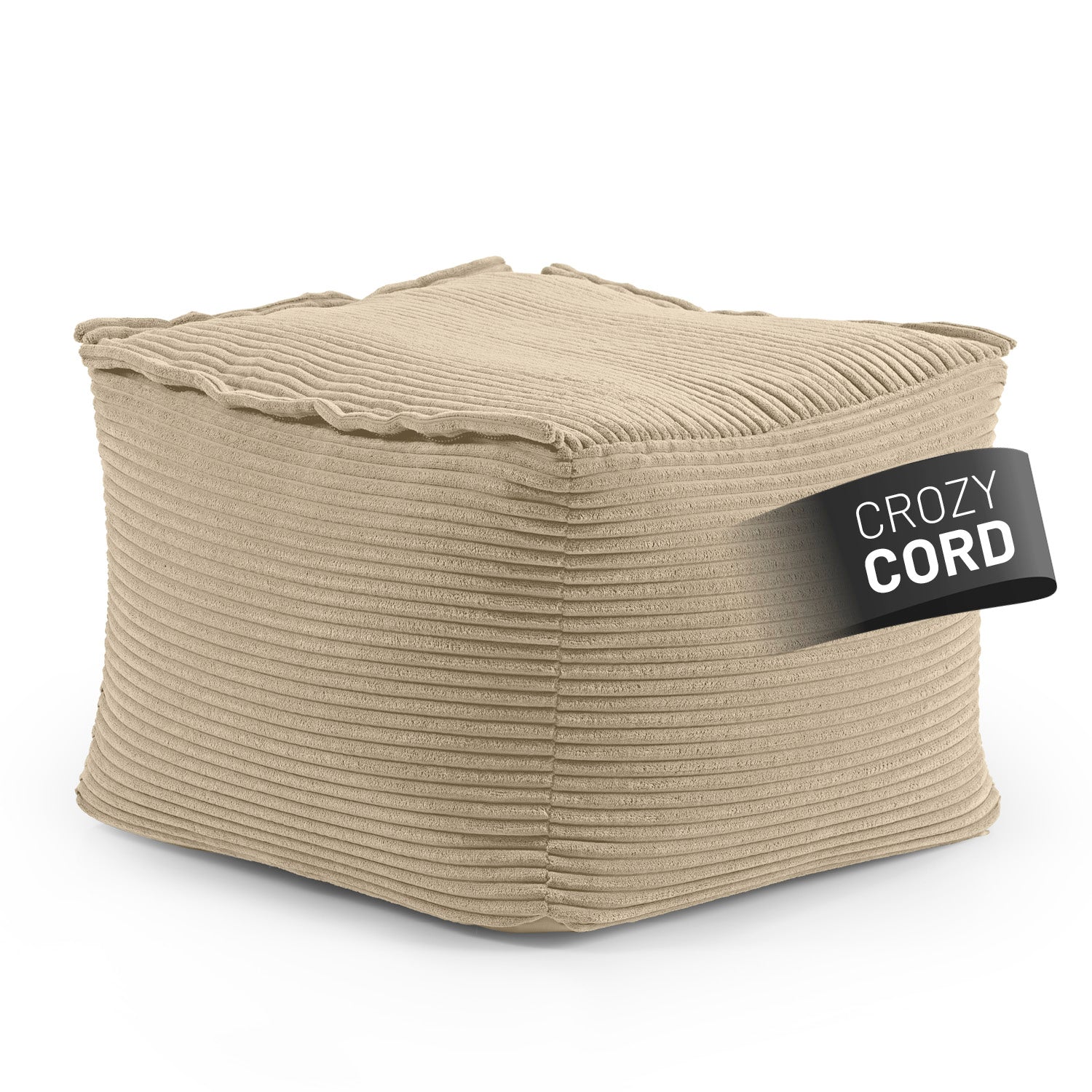 LUMALAND Hocker vom Modularen System aus der CORD-Reihe in Beige vor weißem Hintergrund.