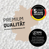 Umrisse der Deutschland-Karte mit Hinweis auf die LUMALAND Germany 5 Jahre Garantie auf die Aussenhülle.