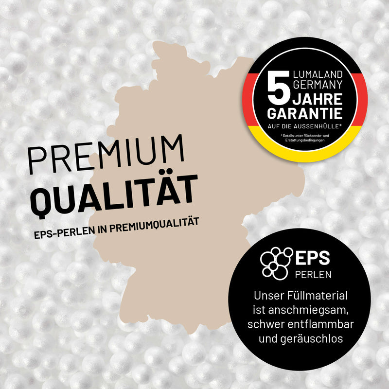 Umrisse der Deutschland-Karte mit Hinweis auf die LUMALAND Germany 5 Jahre Garantie auf die Aussenhülle.