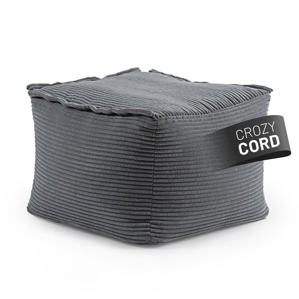 LUMALAND CORD-Hocker/Pouf in Grau aus der Reihe Modulares System vor weißem Hintergrund.