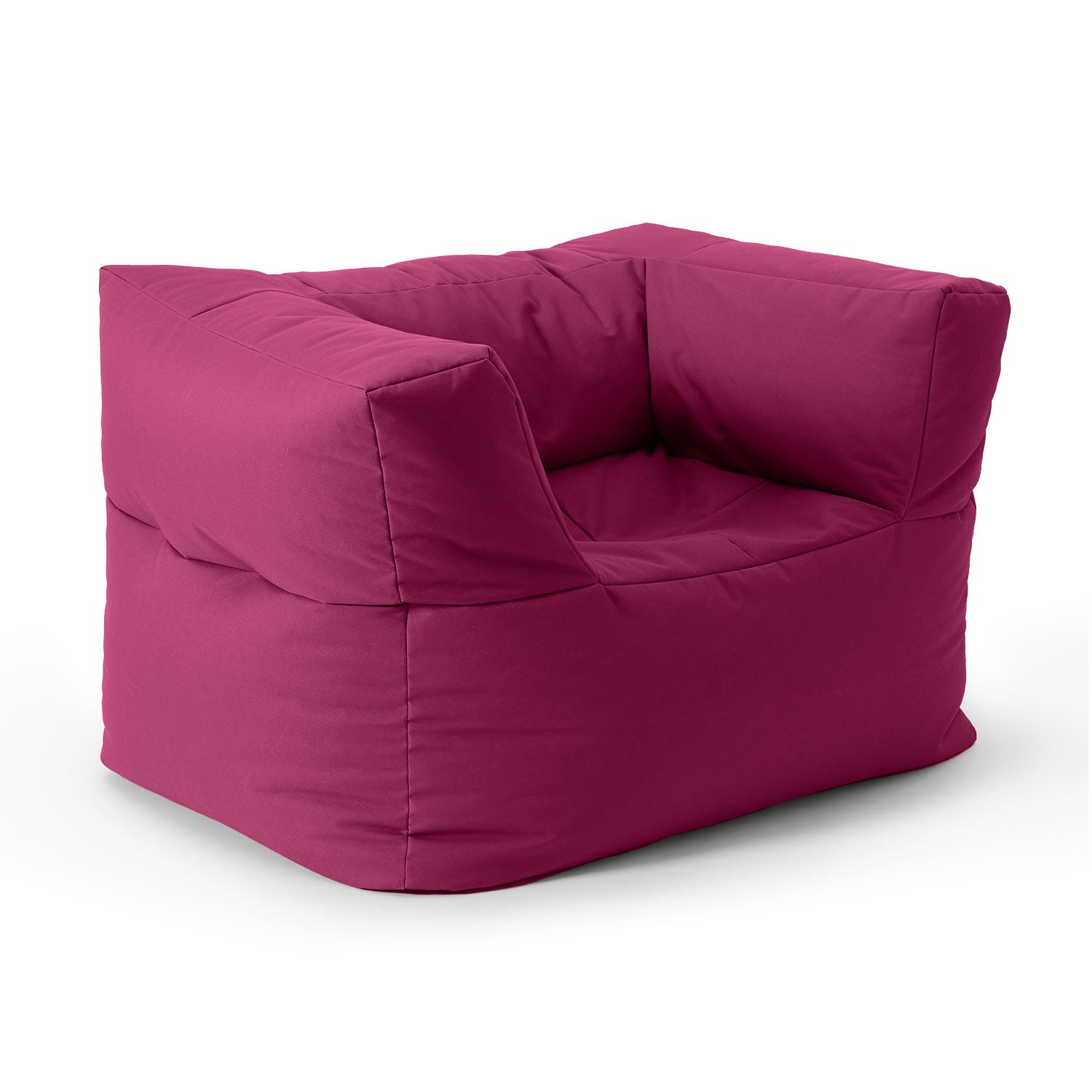 LUMALAND Indoor & Outdoor Sitzsack-Sessel in Weinrot aus der Reihe Modulares System vor weißem Hintergrund.