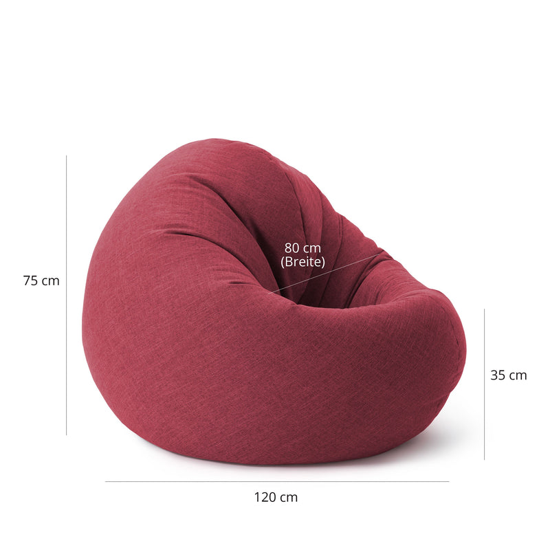 Sitzsack Rund 2 in 1 Interior line Rot | Lumaland Sitzsack