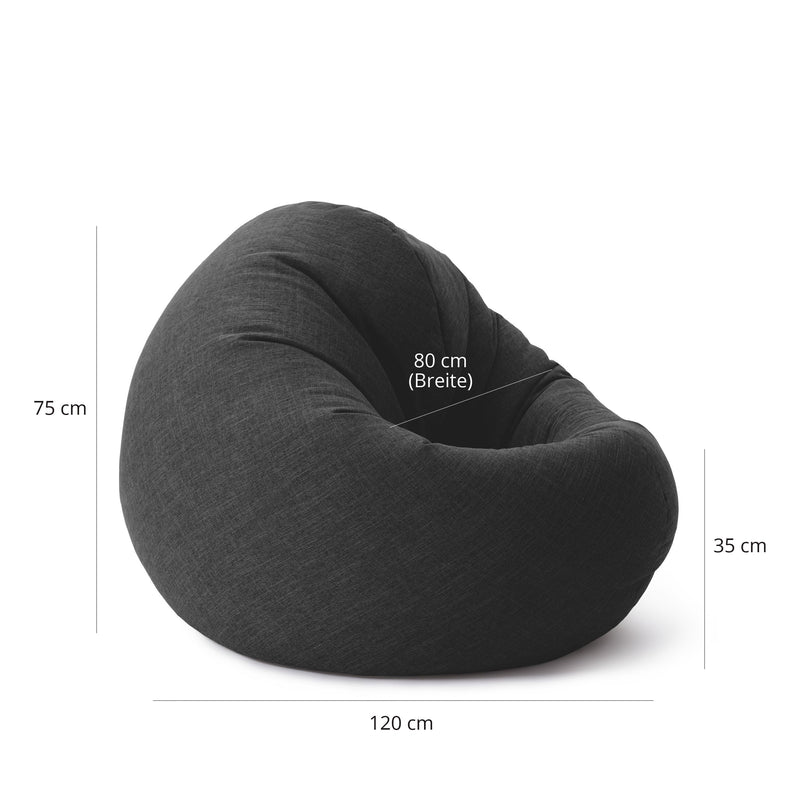 Sitzsack Rund 2 in 1 Interior line Dunkelgrau | Lumaland Sitzsack