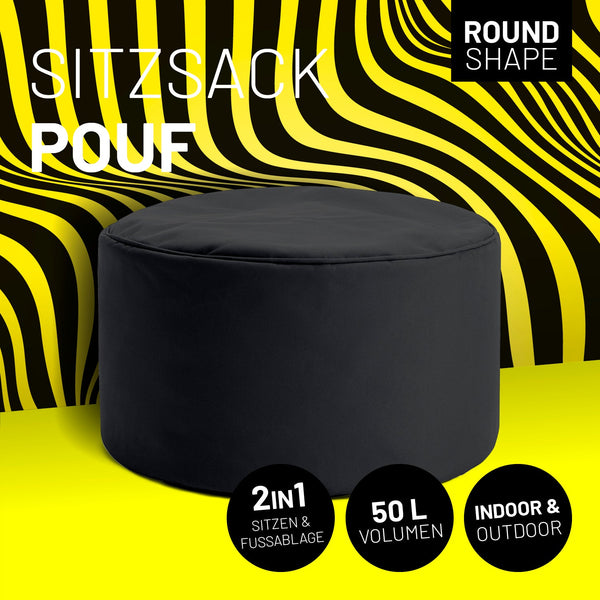 Pouf Sitzhocker Schwarz | Lumaland Sitzsack