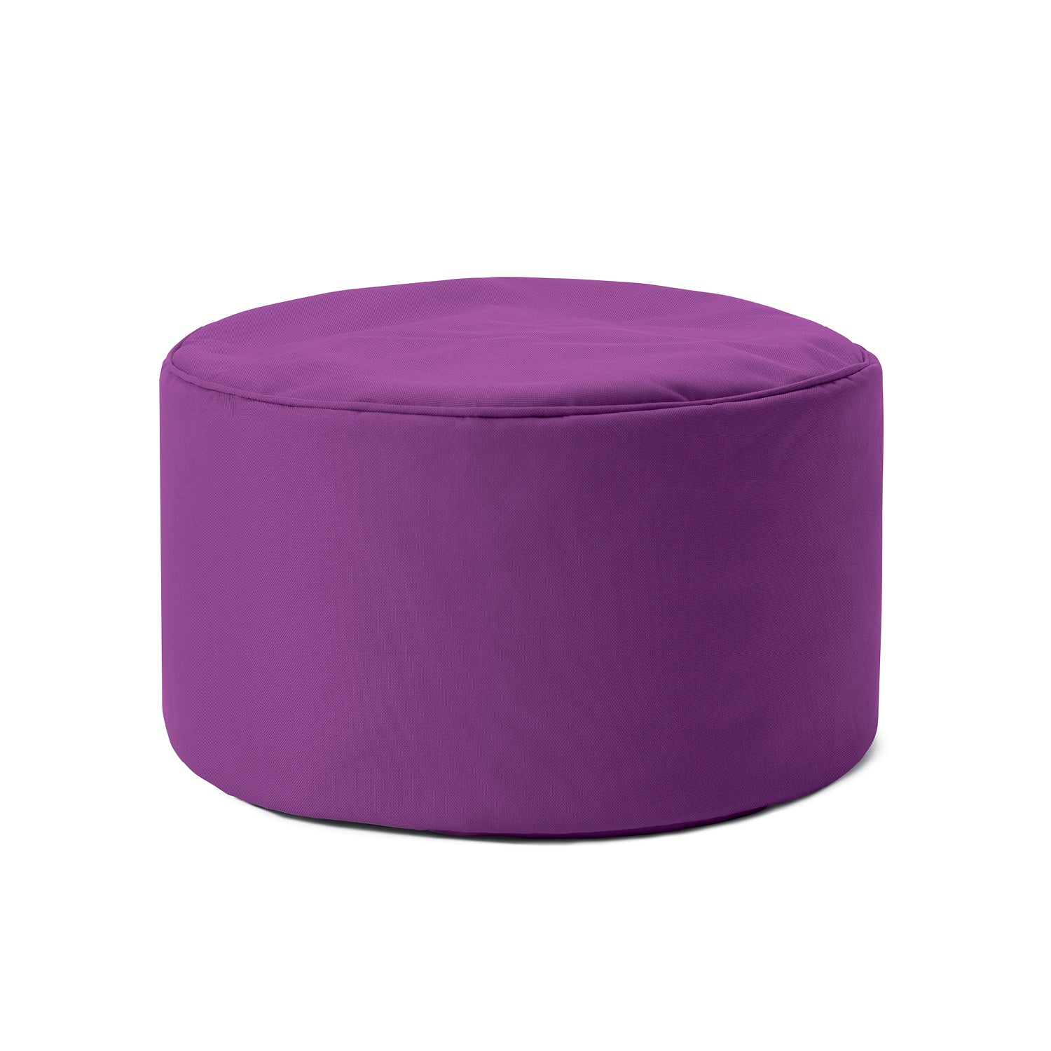 Kompakter Hocker/Pouf/Ablage für Indoor & Outdoor in Lila vor weißem Hintergrund.