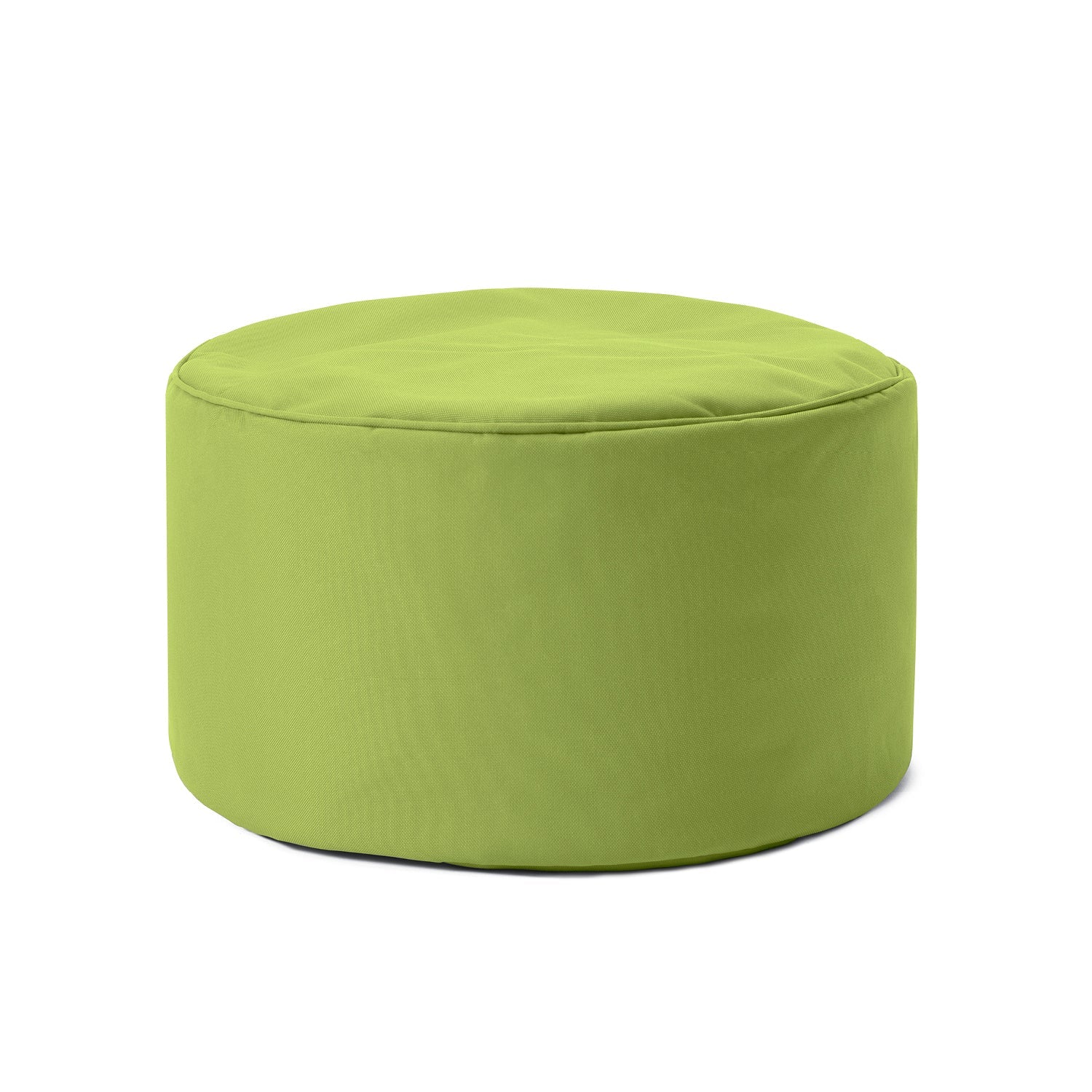 Kompakter Hocker/Pouf/Ablage für Indoor & Outdoor in Grün vor weißem Hintergrund.