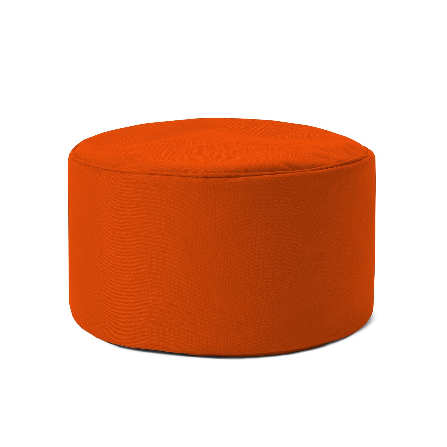 Kompakter Hocker/Pouf/Ablage für Indoor & Outdoor in Orange vor weißem Hintergrund.