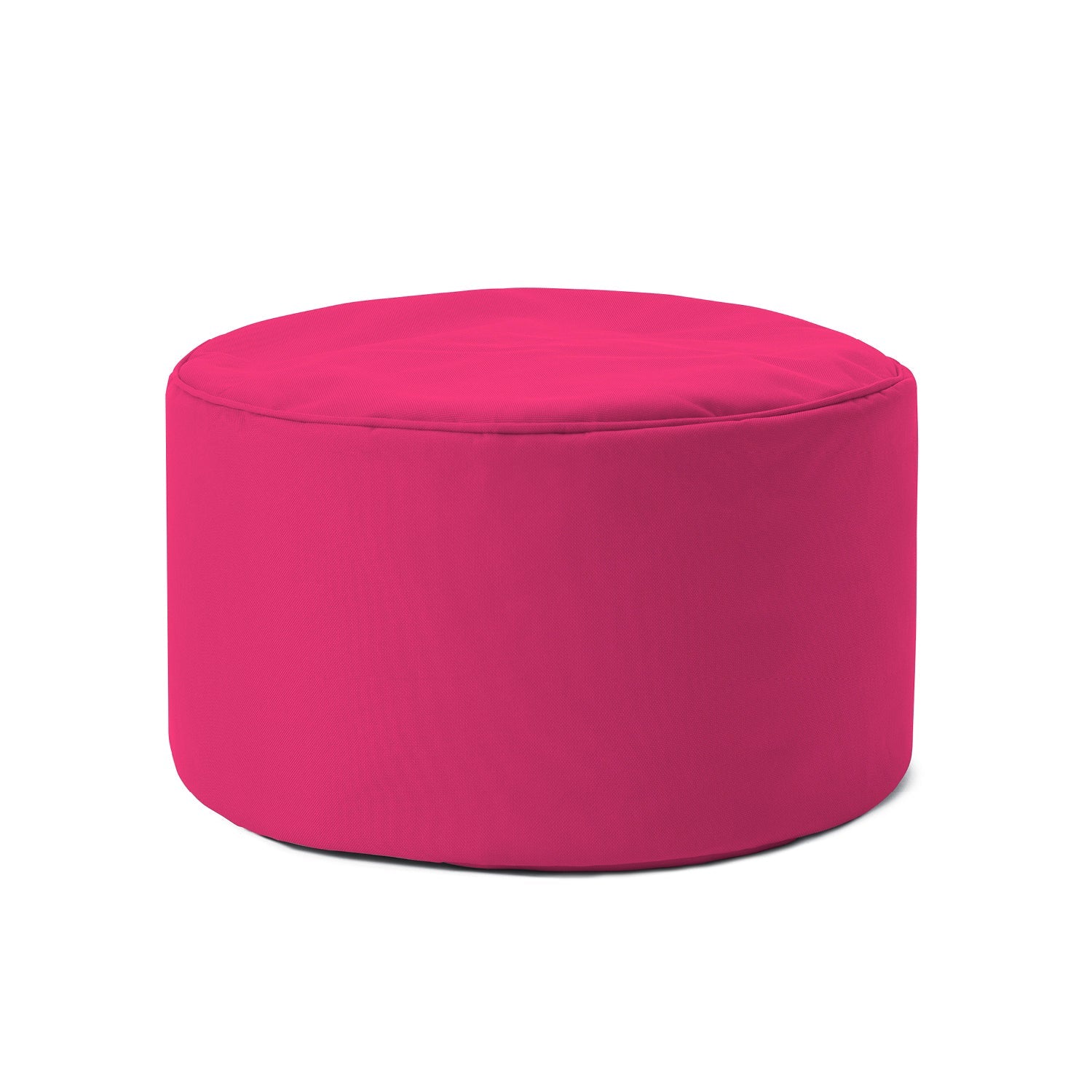 Kompakter Hocker/Pouf/Ablage für Indoor & Outdoor in Pink vor weißem Hintergrund.