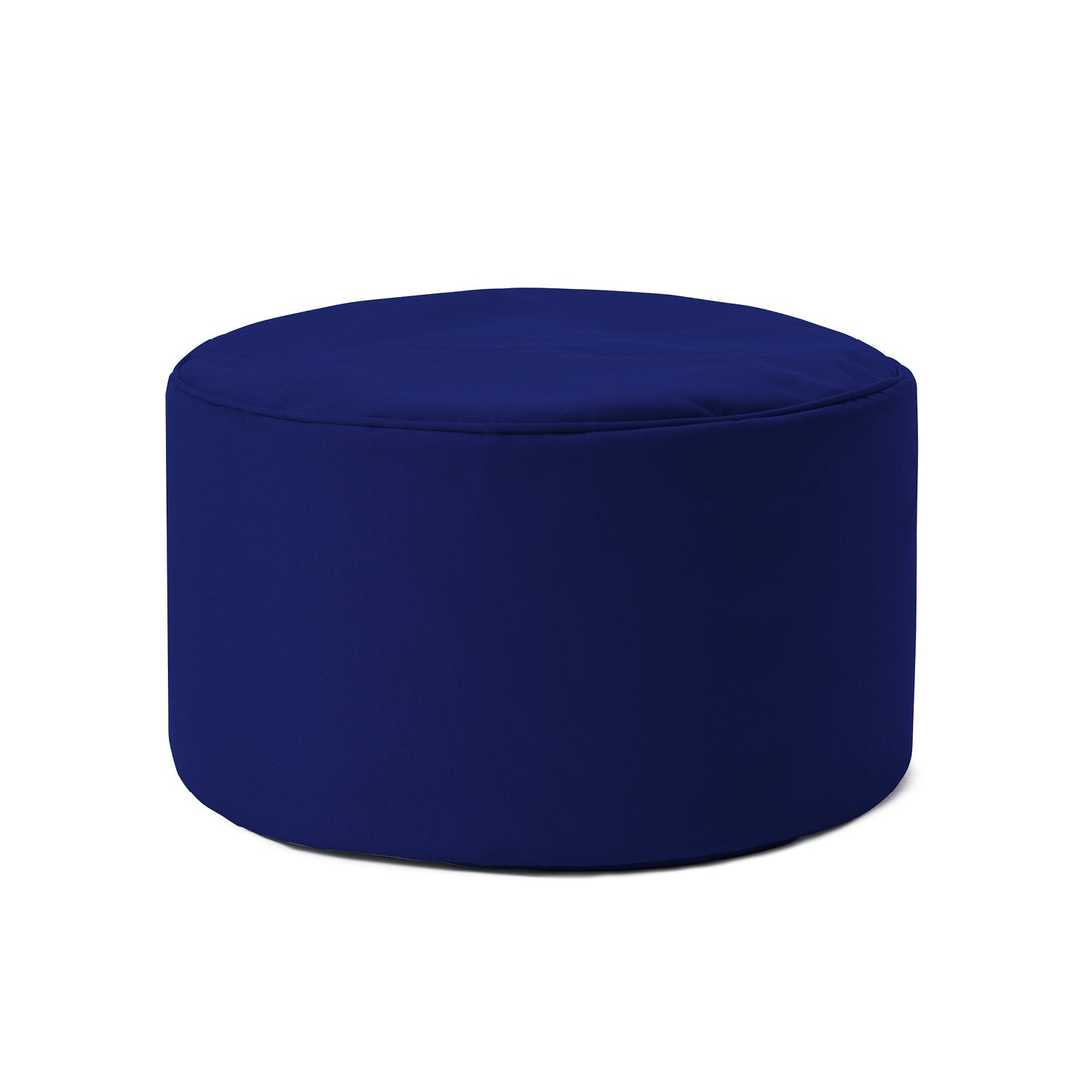 Kompakter Hocker/Pouf/Ablage für Indoor & Outdoor in Navyblau vor weißem Hintergrund.