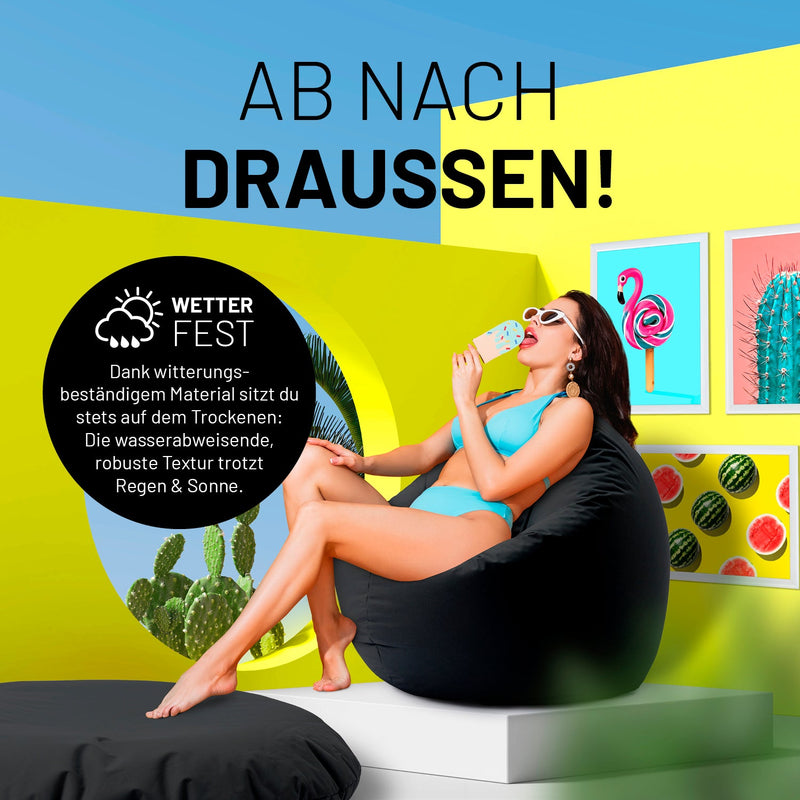 Runder Sitzsack 2 in 1 Schwarz | Lumaland Sitzsack