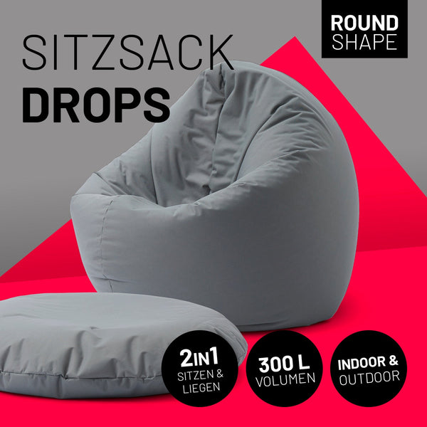 Runder Sitzsack 2 in 1 Grau | Lumaland Sitzsack