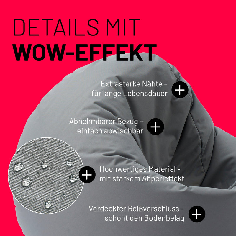Runder Sitzsack 2 in 1 Grau | Lumaland Sitzsack