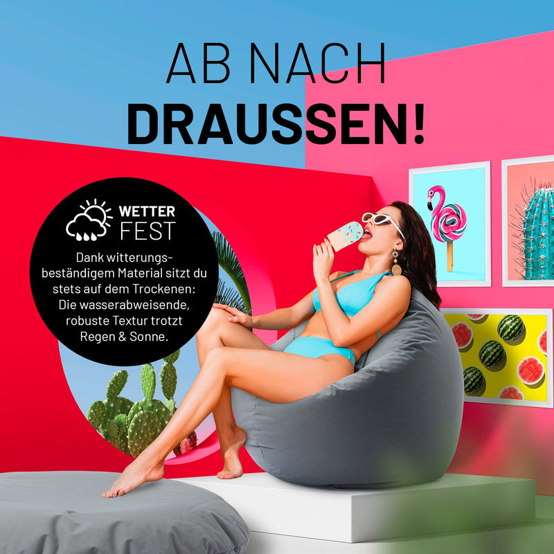 Runder Sitzsack 2 in 1 Grau | Lumaland Sitzsack