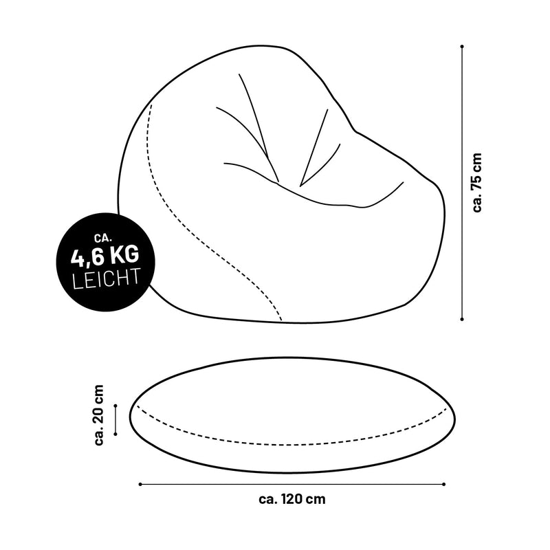 Runder Sitzsack 2 in 1 Grau | Lumaland Sitzsack