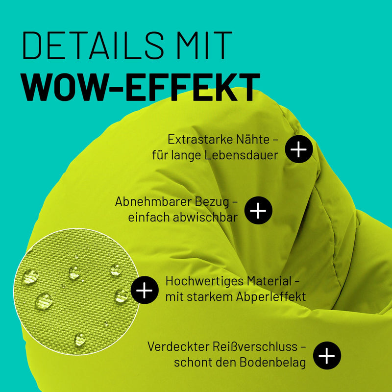 Runder Sitzsack 2 in 1 Apfelgrün | Lumaland Sitzsack