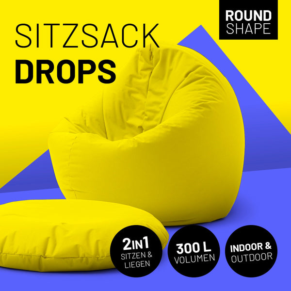 Runder Sitzsack 2 in 1 Gelb | Lumaland Sitzsack