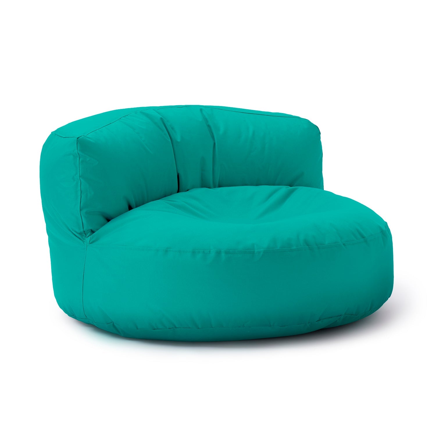 LUMALAND Sitzsack-Sofa/Sitzsack-Lounge in Türkis vor weißem Hintergrund.