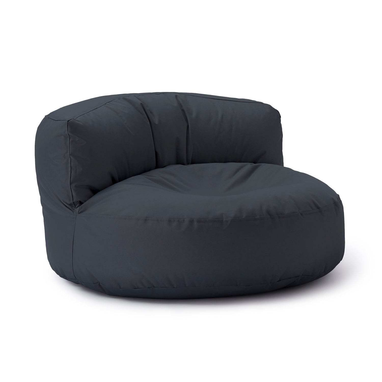 LUMALAND Sitzsack-Sofa/Sitzsack-Lounge in Stahlgrau vor weißem Hintergrund.