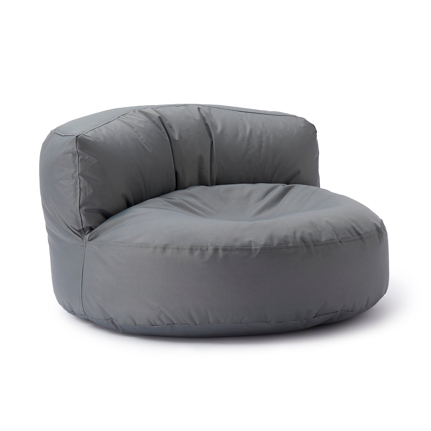 LUMALAND Sitzsack-Sofa/Sitzsack-Lounge in Grau vor weißem Hintergrund.