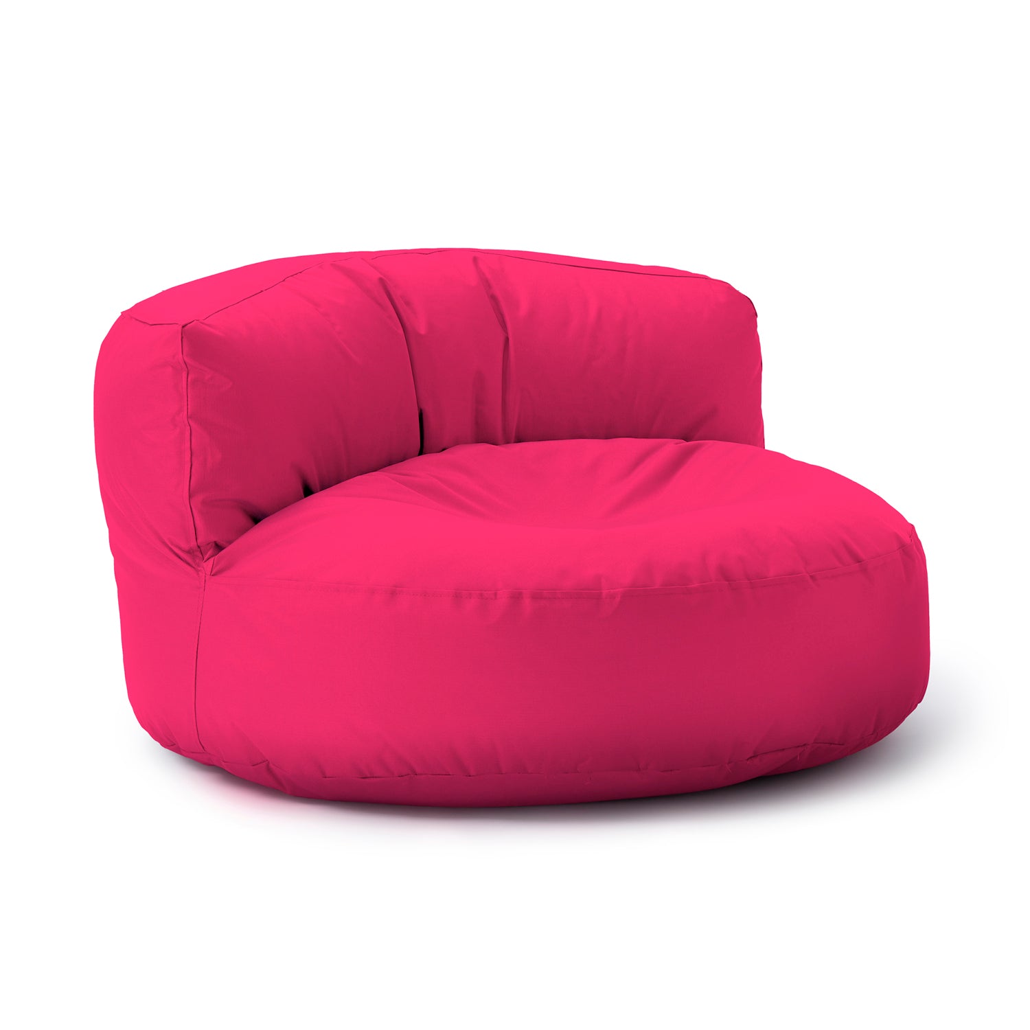 LUMALAND Sitzsack-Sofa/Sitzsack-Lounge in Pink vor weißem Hintergrund.