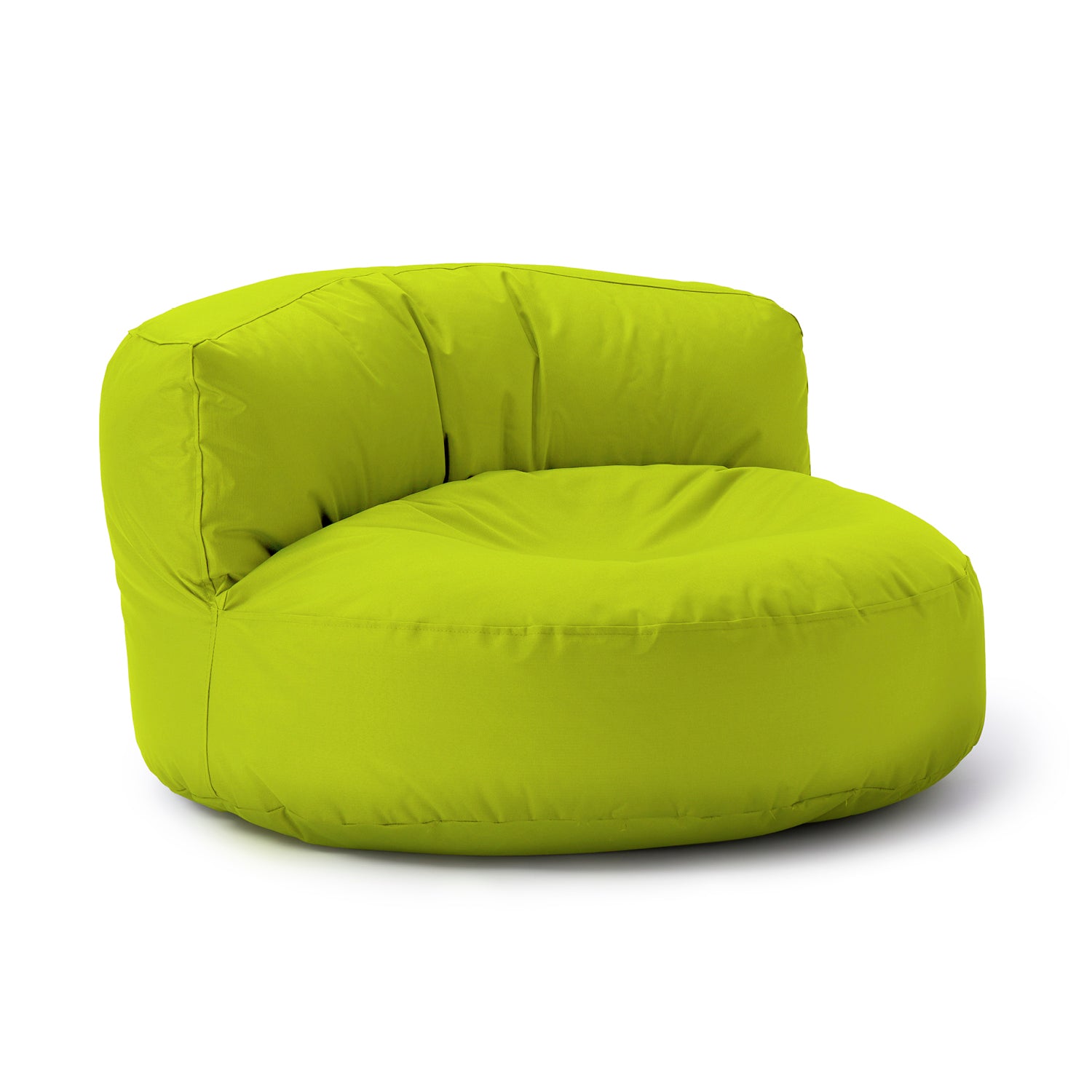 LUMALAND Sitzsack-Sofa/Sitzsack-Lounge in Apfelgrün vor weißem Hintergrund.
