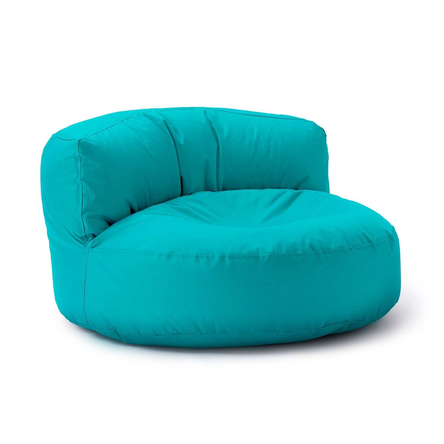 LUMALAND Sitzsack-Sofa/Sitzsack-Lounge in Aquamarin vor weißem Hintergrund.