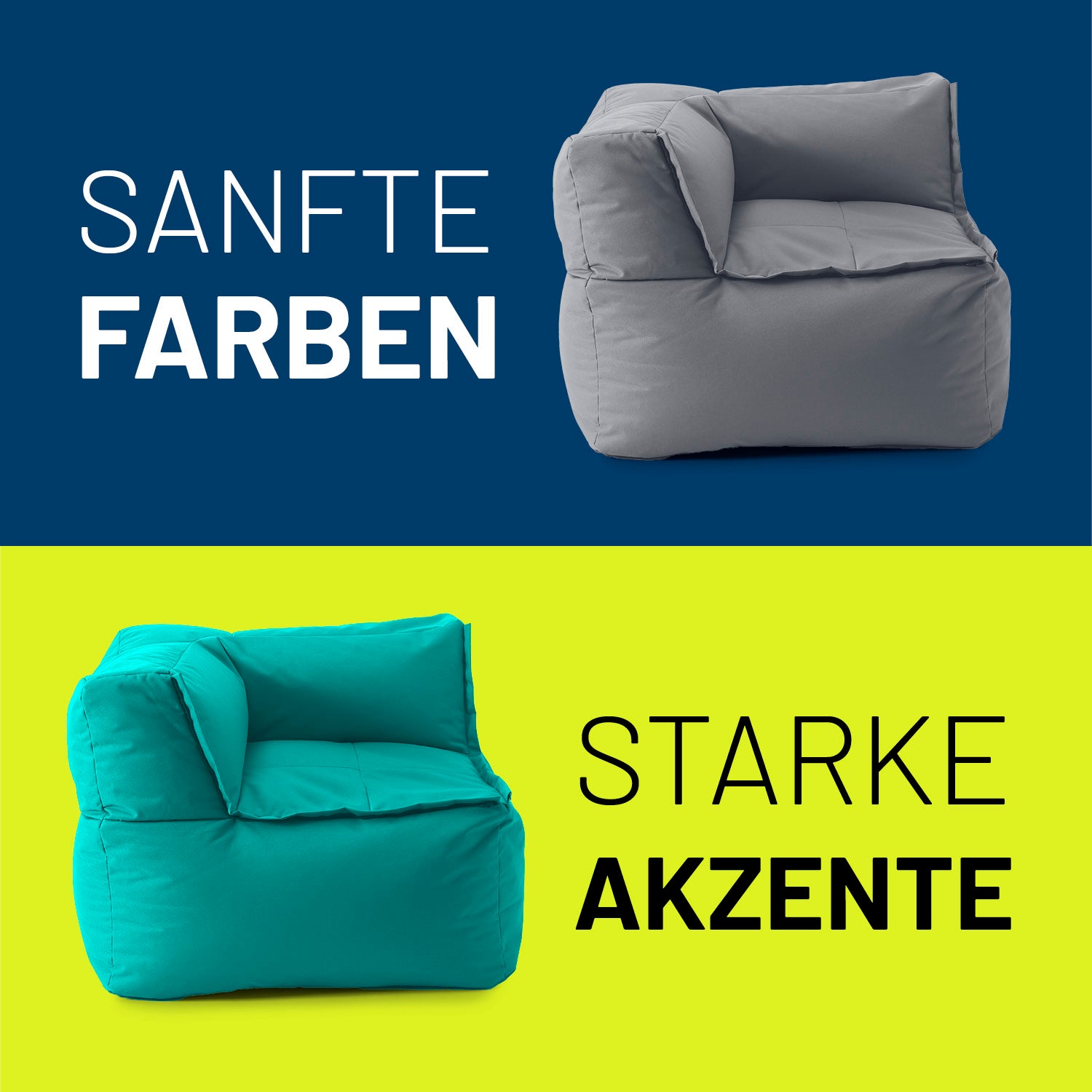 Eckteil in Grau und Türkis auf Kontrastfarbe - Sanfte Farben & Starke Akzente.